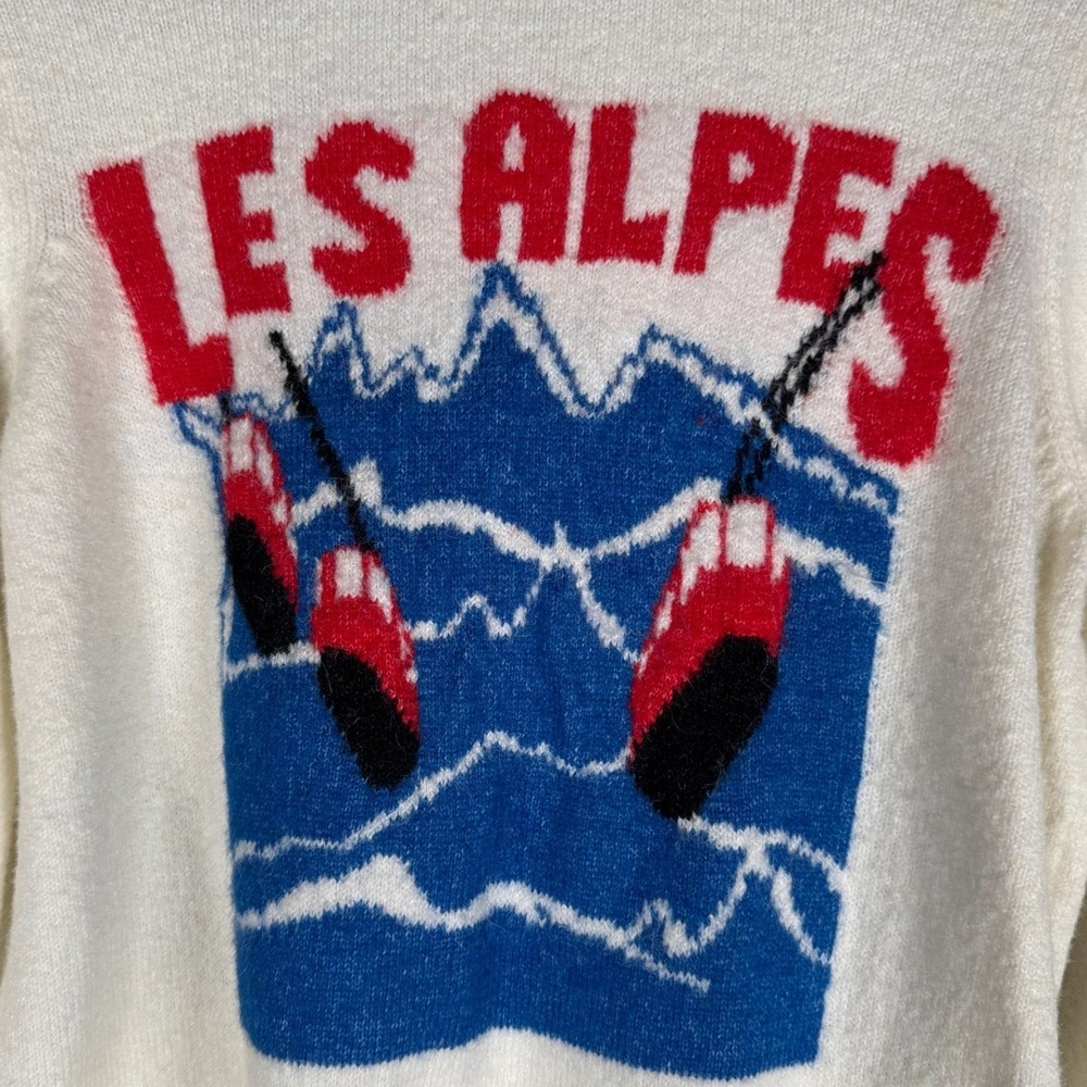 French Les Alpes Skiing Graphic Knit Sweater Women's Small‎ By Primark Cares